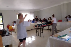 Master trainer Sabine  training the therapists at Wagga Resort Mbarara