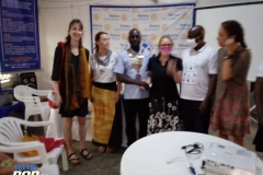 Sabine Baeyens qigong Master trainer giving a presentation to the Rotary club of Mbarara