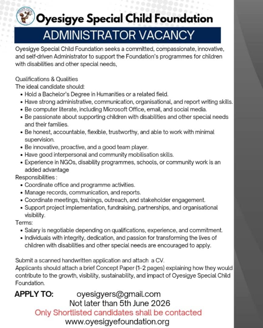 Administrator Vacancy